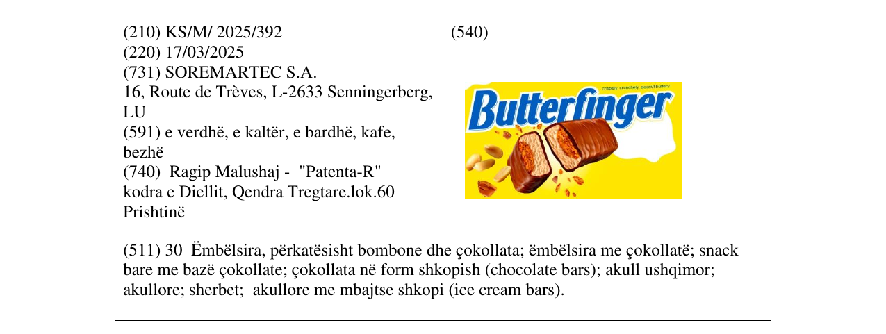 Zëri i markës Butterfinger në buletin
