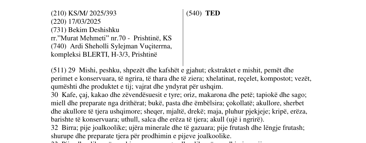 Zëri i markës TED në buletin