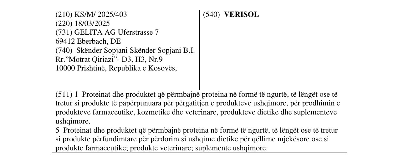 Zëri i markës VERISOL në buletin