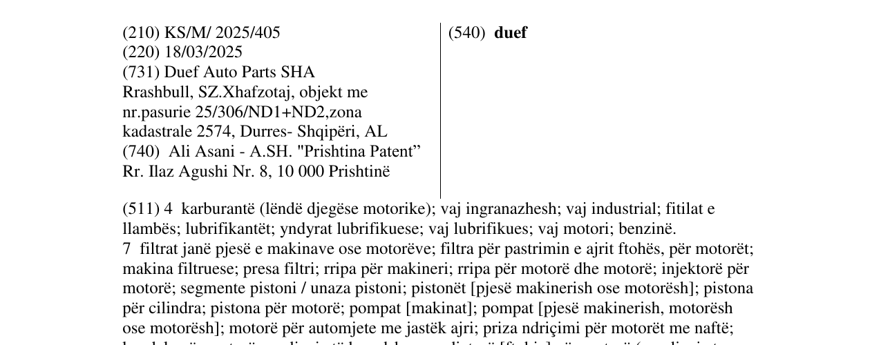 Zëri i markës duef në buletin
