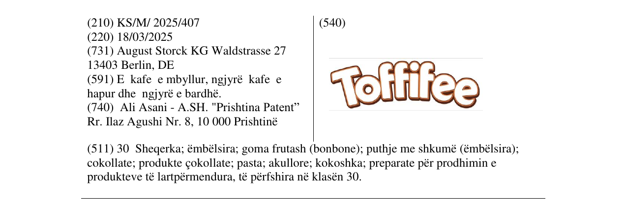 Zëri i markës Toffifee në buletin