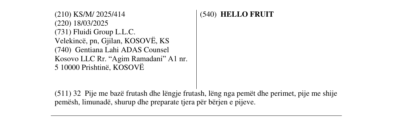 Zëri i markës HELLO FRUIT në buletin