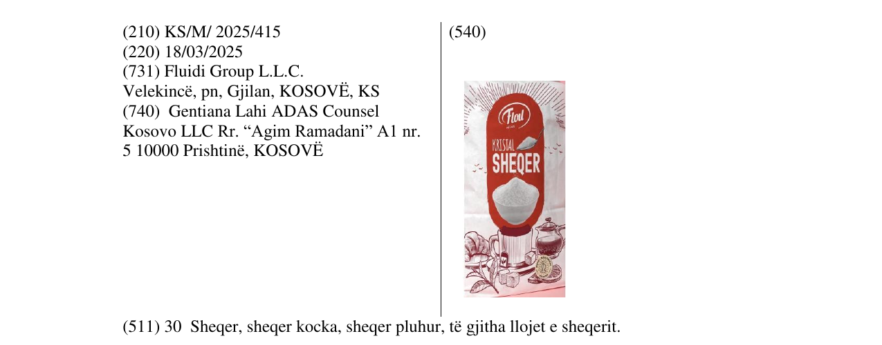Zëri i markës Floil KRISTAL SHEQER në buletin