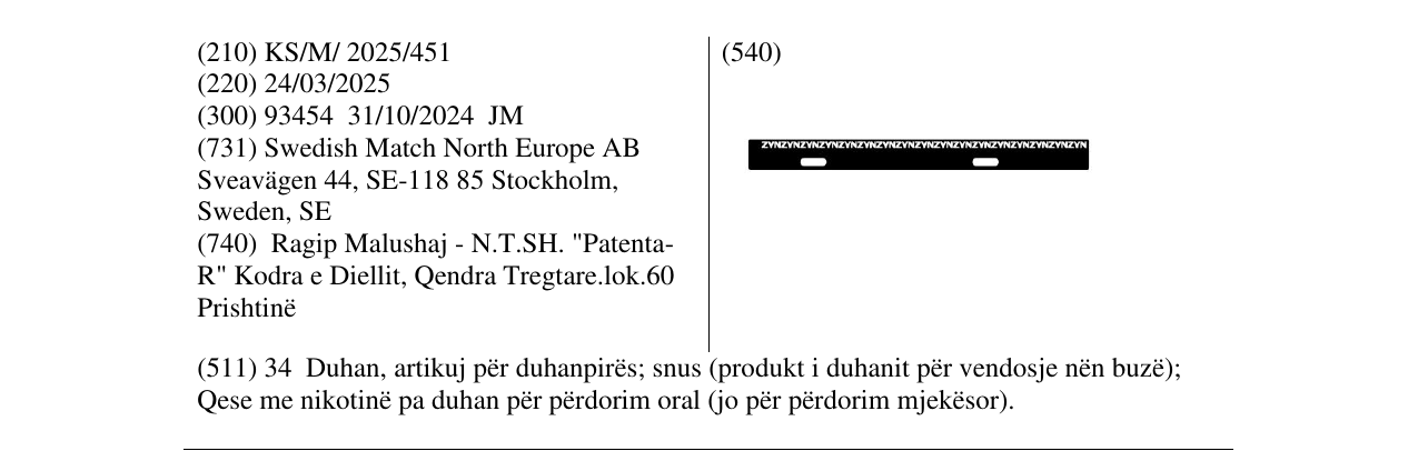 Zëri i markës ZYN në buletin