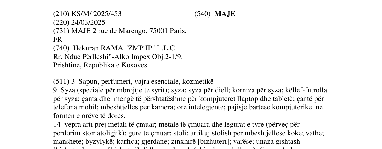 Zëri i markës MAJE në buletin
