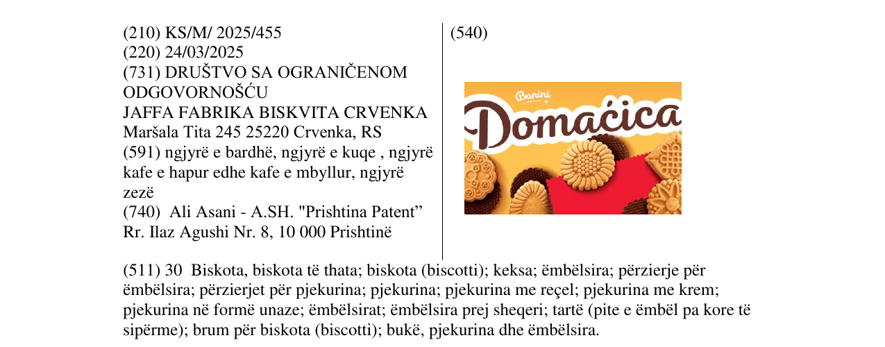 Zëri i markës Domacica në buletin