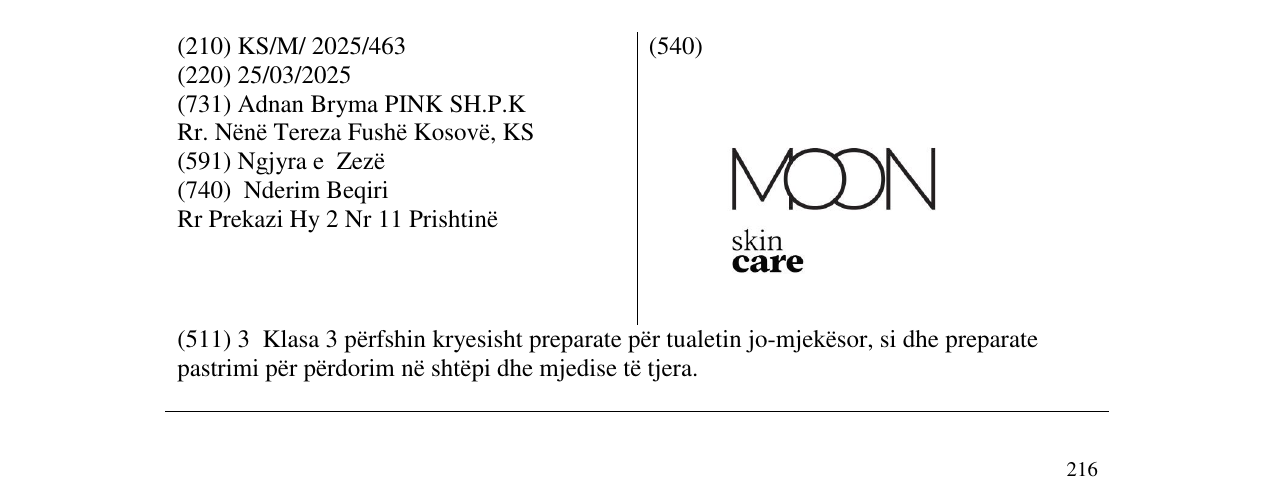 Zëri i markës MOON skin care në buletin