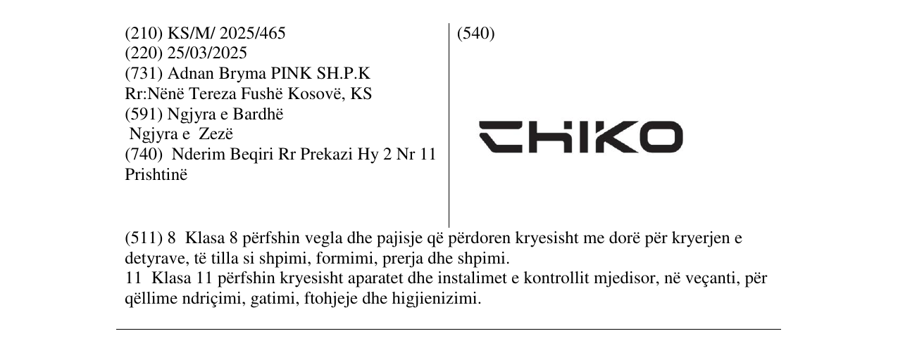 Zëri i markës Chiko në buletin