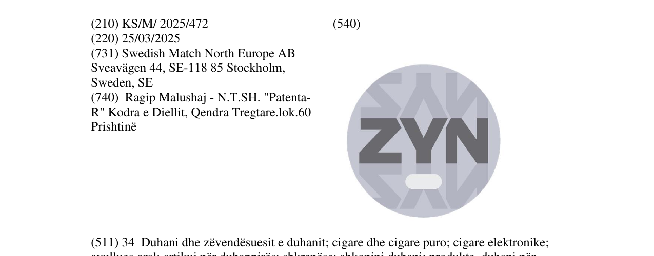 Zëri i markës ZYN në buletin