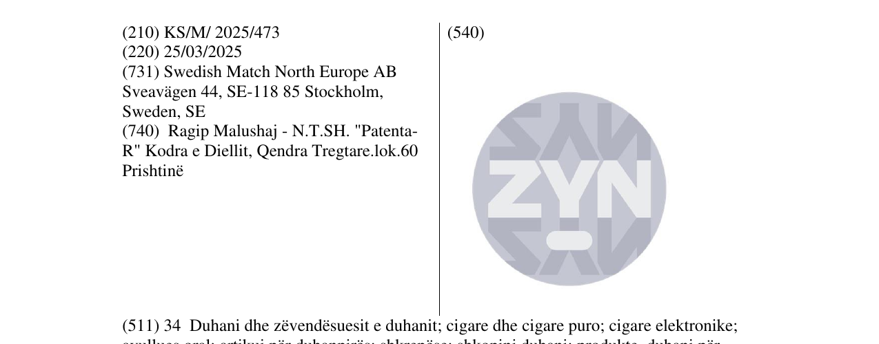 Zëri i markës ZYN në buletin