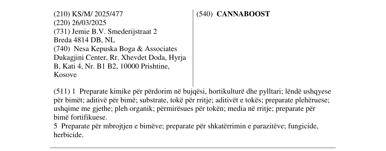 Zëri i markës CANNABOOST në buletin