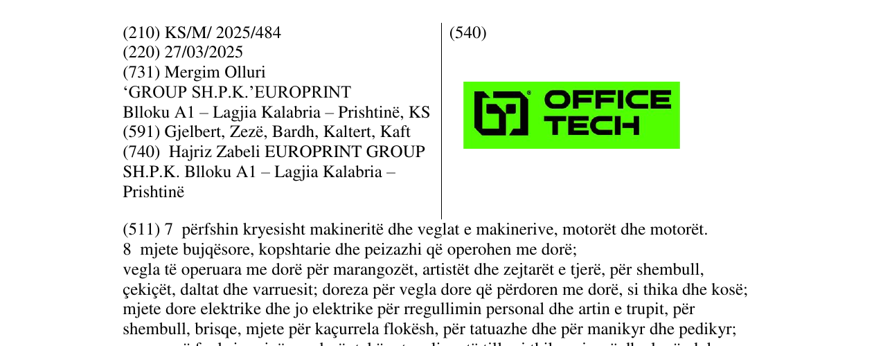 Zëri i markës OFFICE TECH në buletin