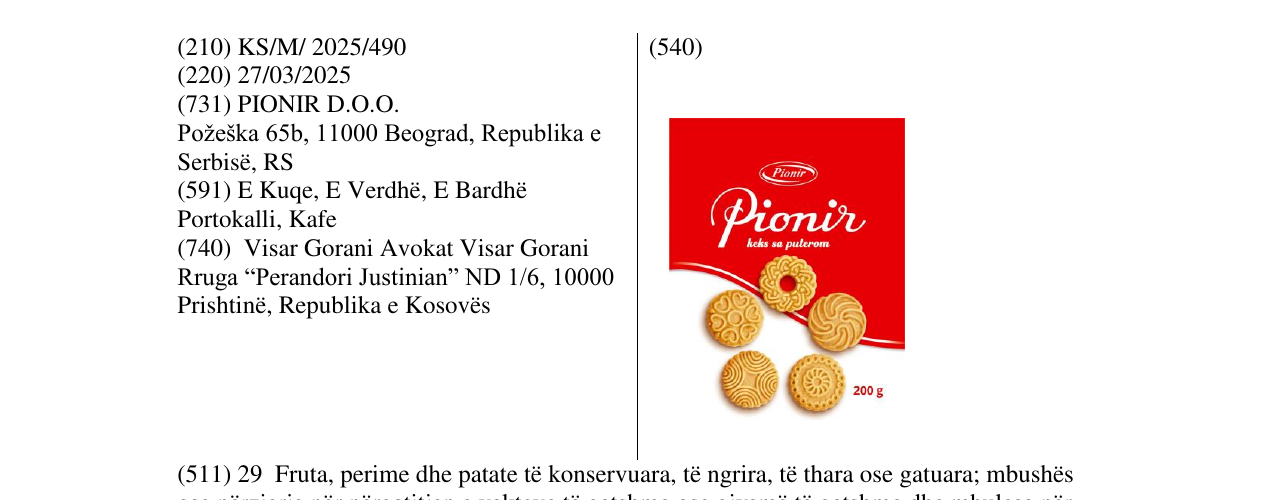Zëri i markës PIONIR Keks sa puterom në buletin