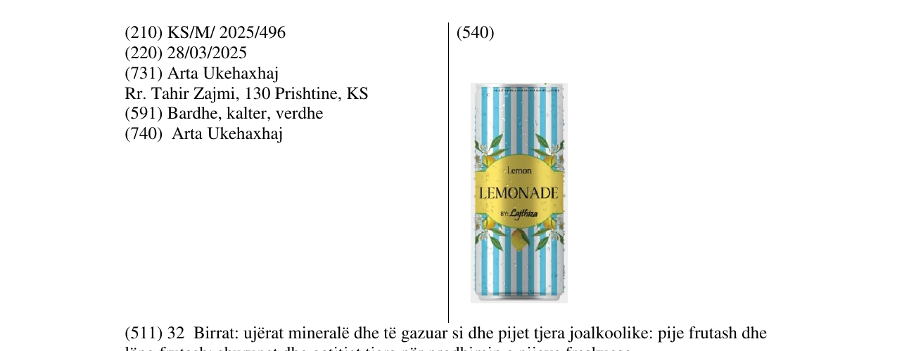 Zëri i markës LEMONADE by Lajthiza në buletin