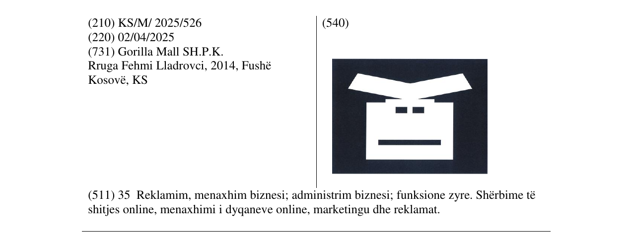 Zëri i markës GORILLA MALL LOGO në buletin