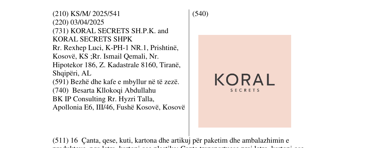 Zëri i markës KORAL në buletin