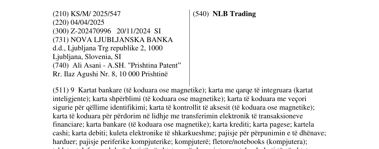 Zëri i markës NLB Trading në buletin