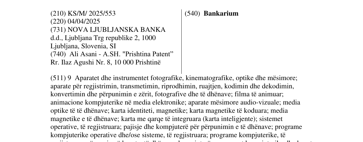 Zëri i markës Bankarium në buletin