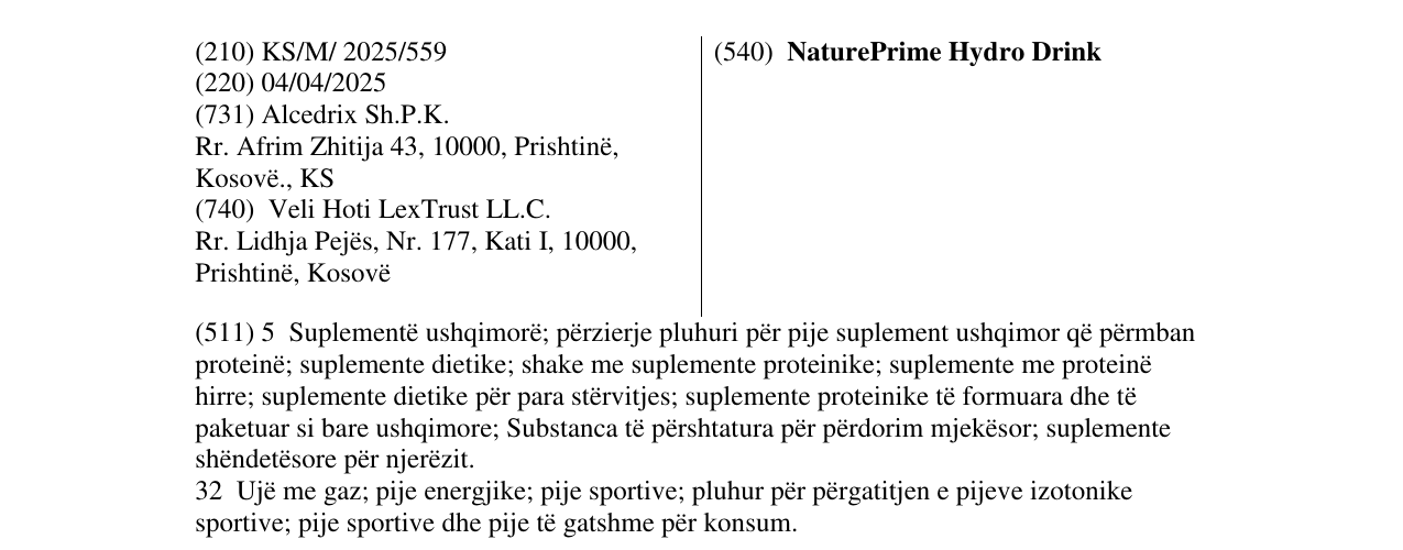 Zëri i markës NaturePrime Hydro Drink në buletin