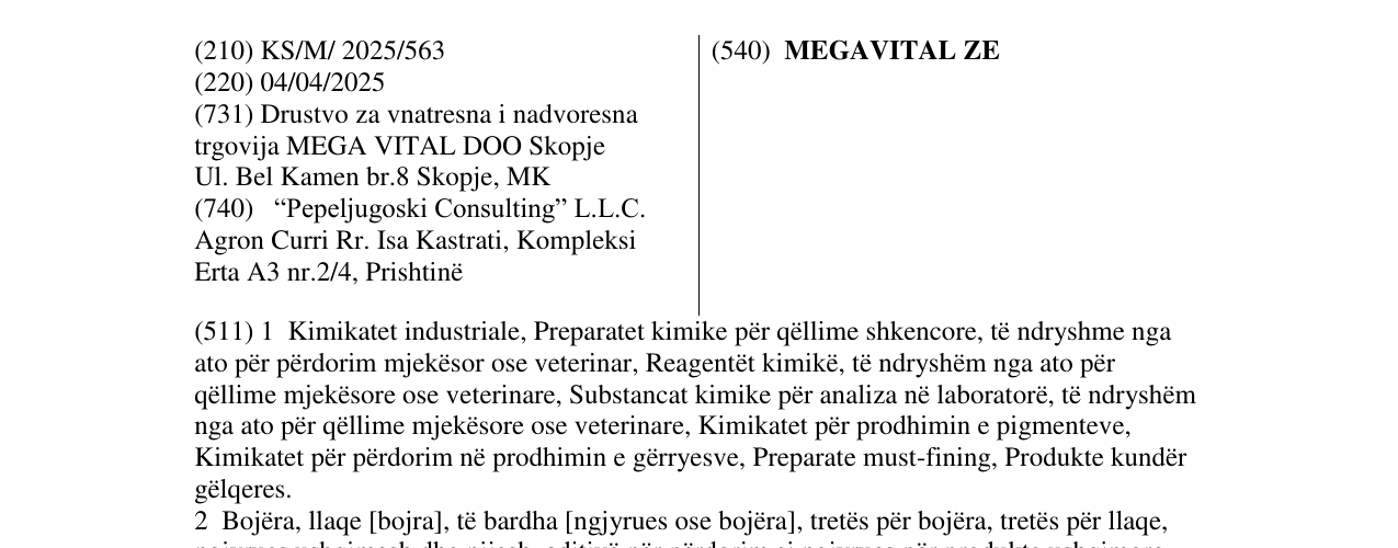 Zëri i markës MEGAVITAL ZE në buletin