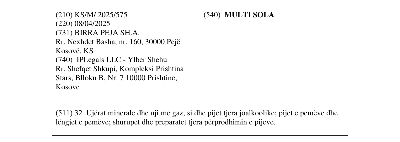 Zëri i markës MULTI SOLA në buletin