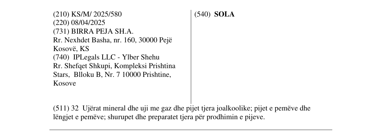 Zëri i markës SOLA në buletin