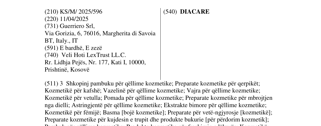 Zëri i markës DIACARE në buletin