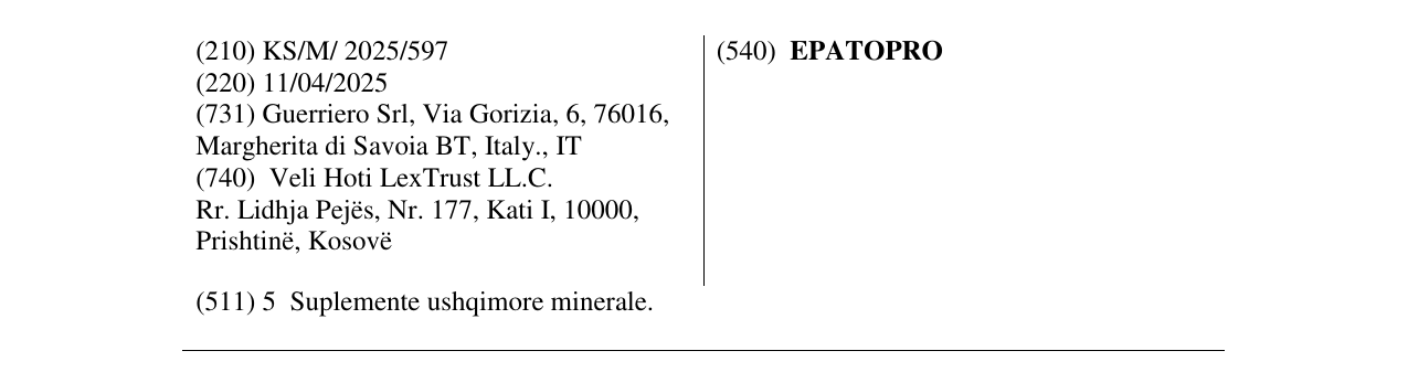 Zëri i markës EPATOPRO në buletin