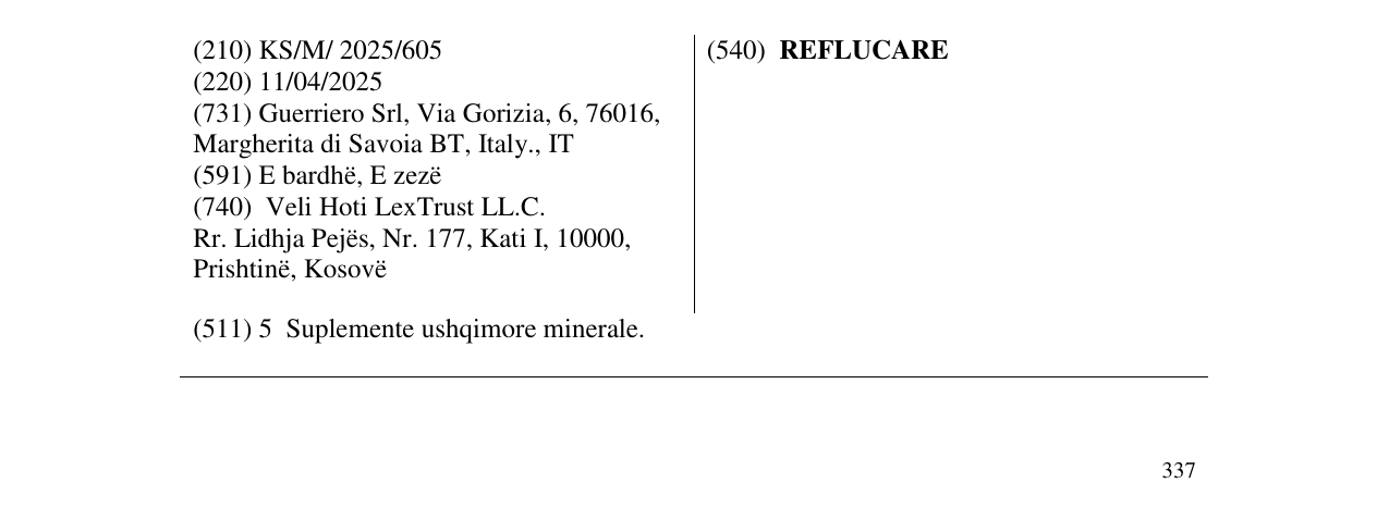 Zëri i markës REFLUCARE në buletin