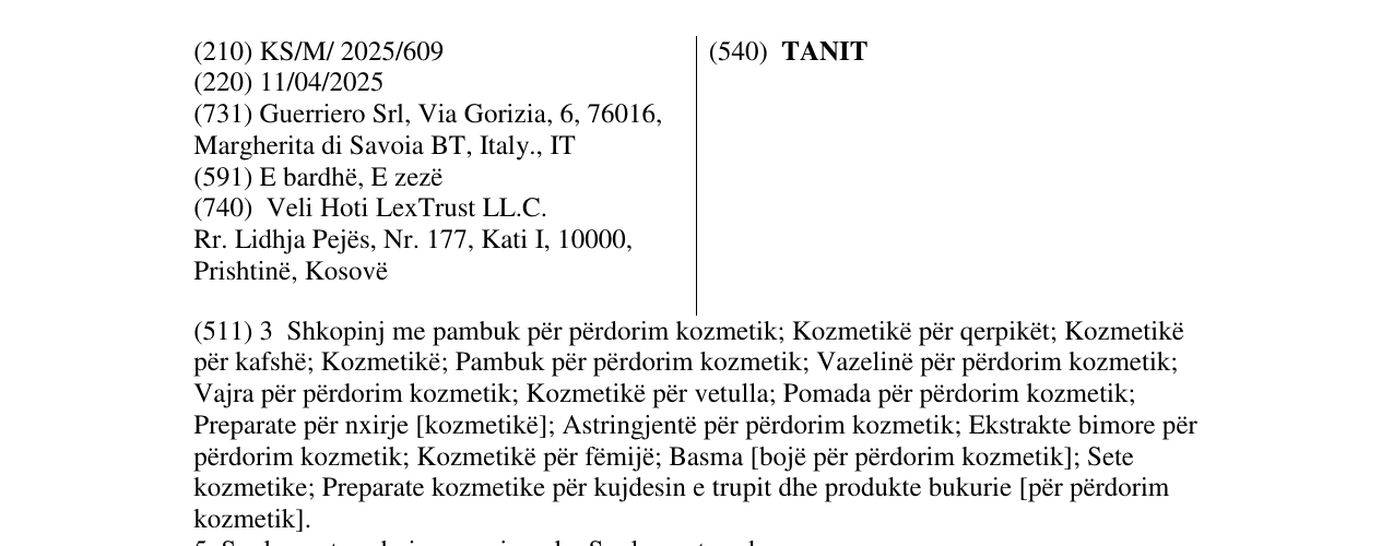 Zëri i markës TANIT në buletin