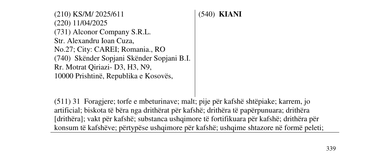 Zëri i markës KIANI në buletin