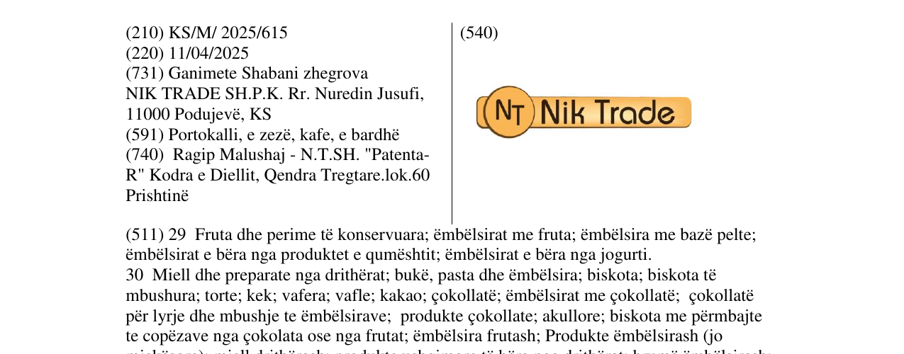 Zëri i markës Nik Trade në buletin