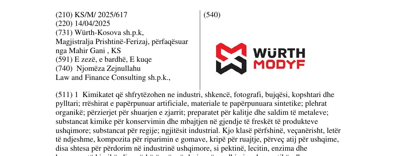 Zëri i markës WURTH MODYF në buletin