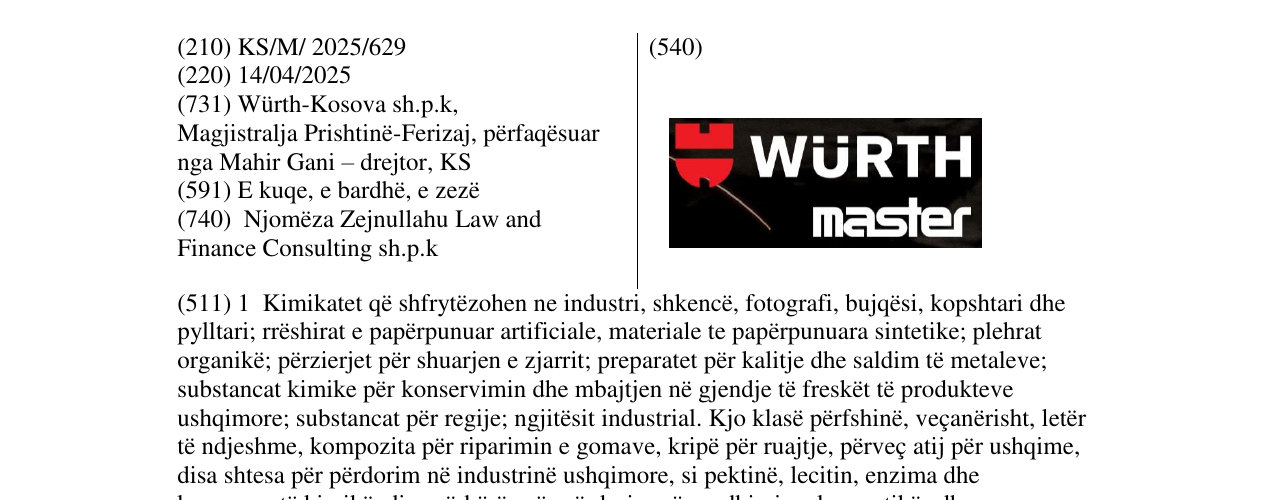 Zëri i markës WURTH master në buletin