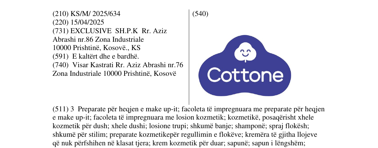 Zëri i markës Cottone në buletin