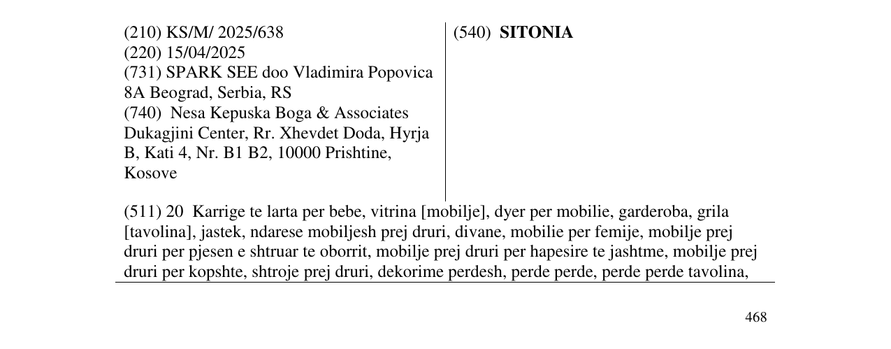 Zëri i markës SITONIA në buletin