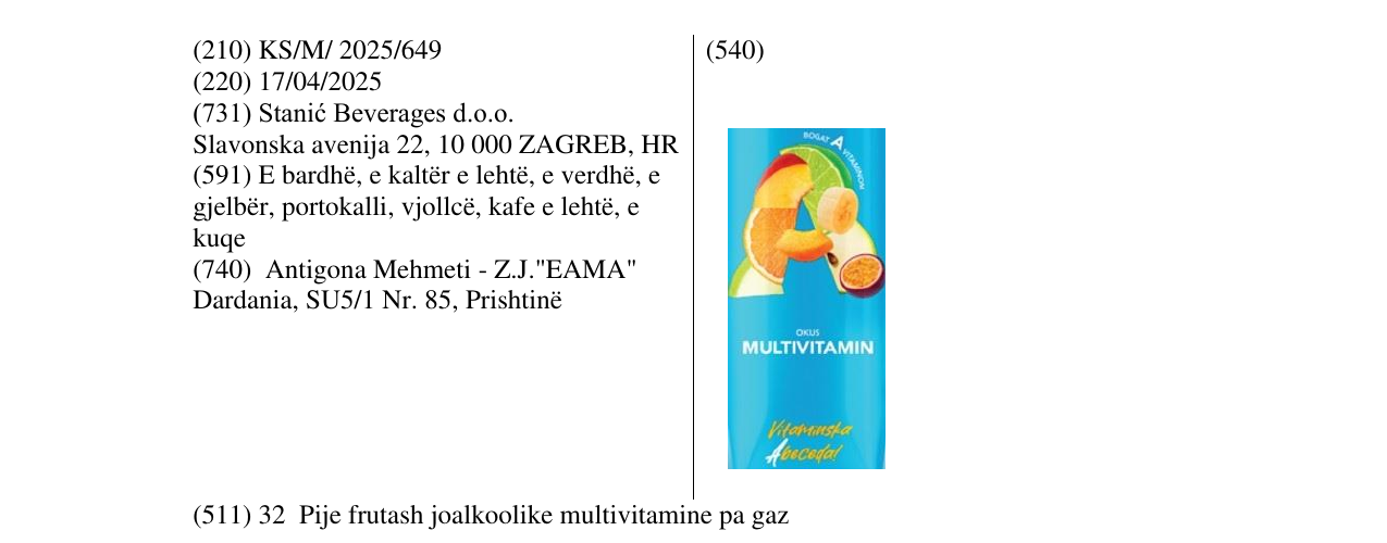 Zëri i markës MULTIVITAMIN në buletin