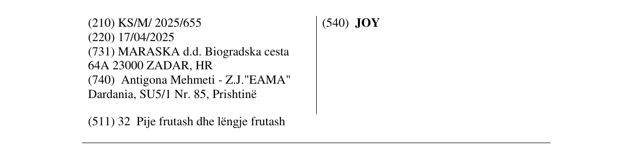 Zëri i markës JOY në buletin