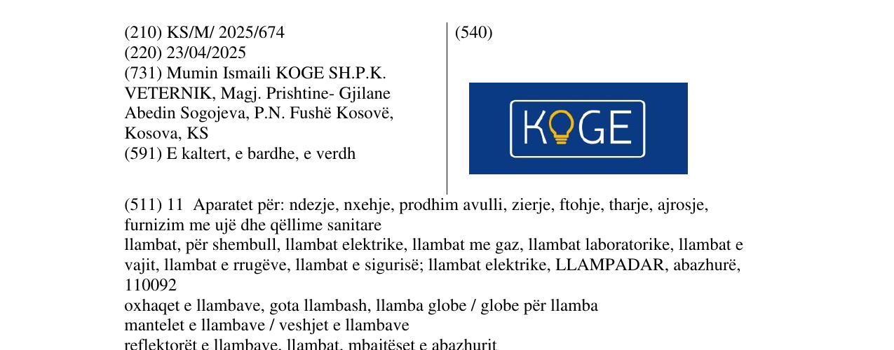 Zëri i markës KOGE në buletin