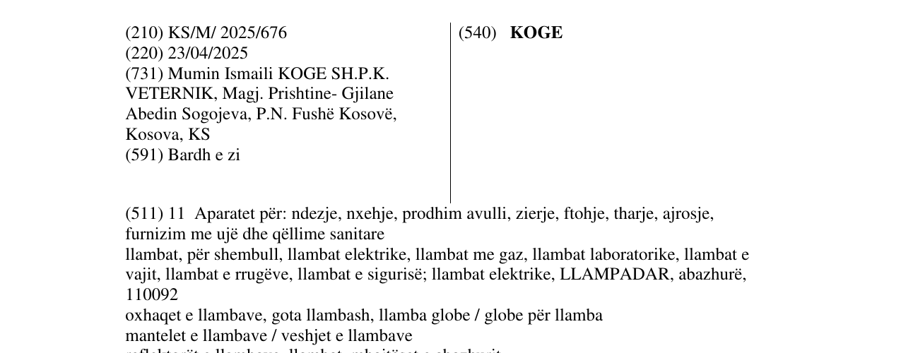 Zëri i markës KOGE në buletin