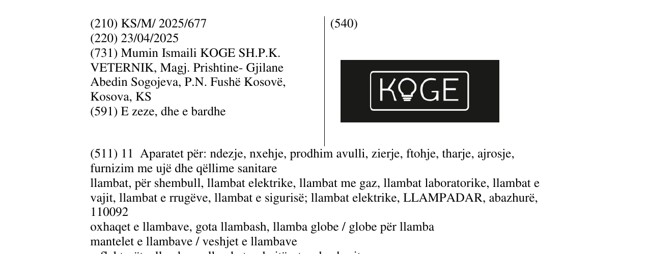 Zëri i markës KOGE në buletin