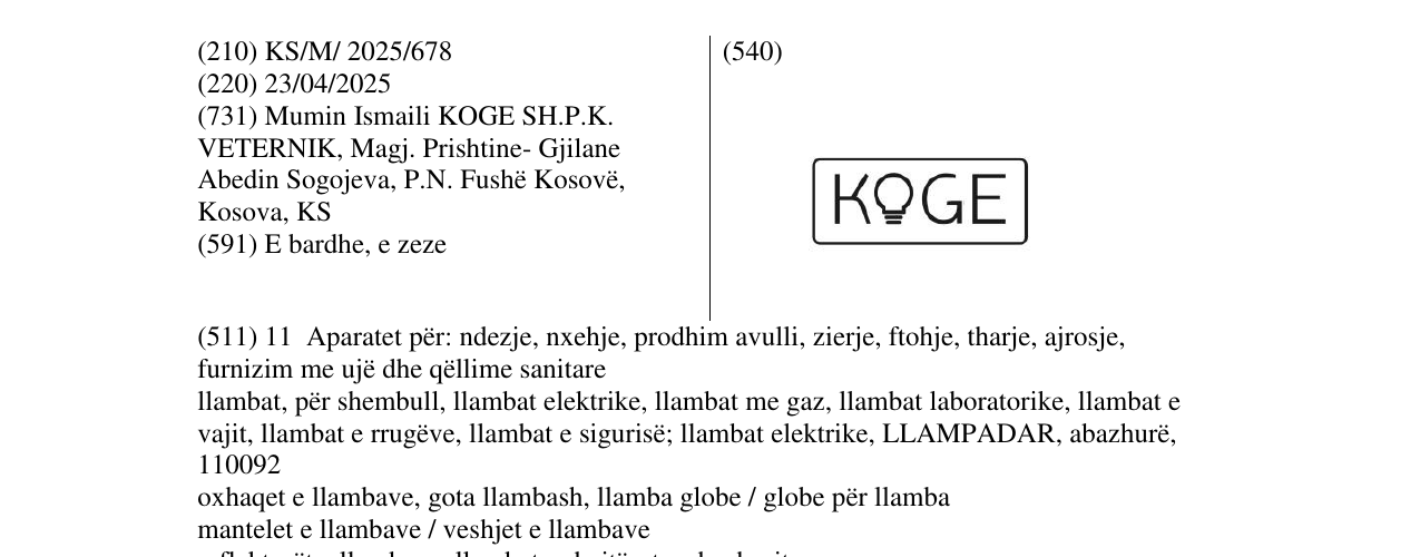 Zëri i markës KOGE në buletin