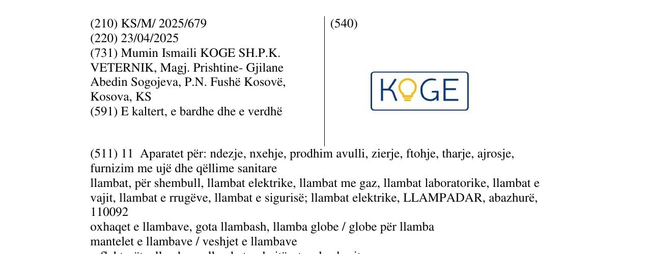 Zëri i markës KOGE në buletin