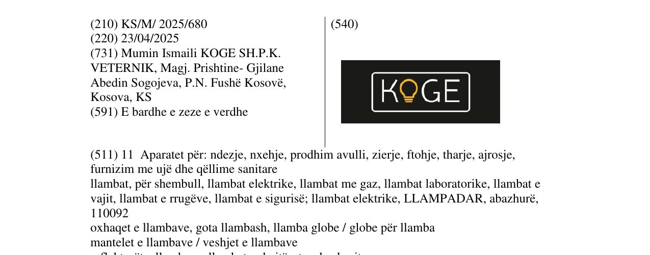 Zëri i markës KOGE në buletin