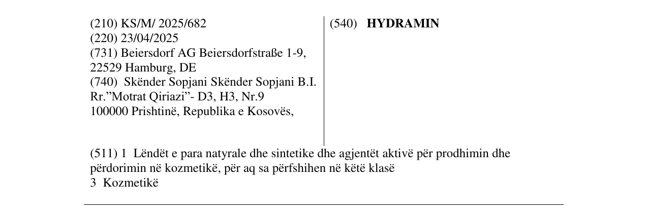 Zëri i markës HYDRAMIN në buletin