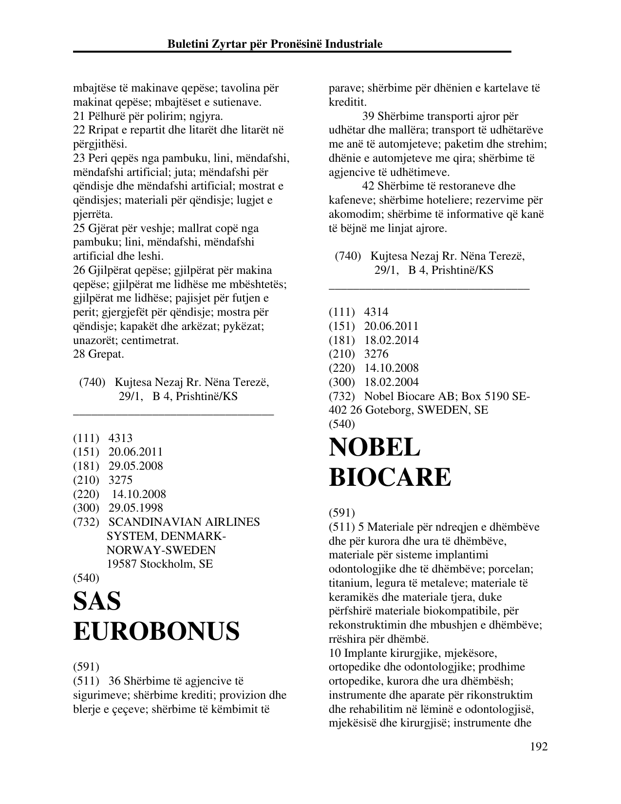 Faqja 192 e buletinit