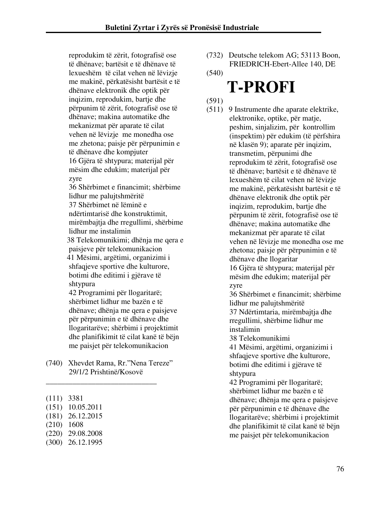 Faqja 76 e buletinit