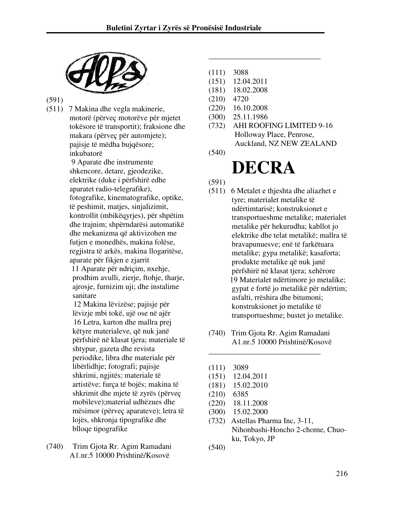 Faqja 216 e buletinit