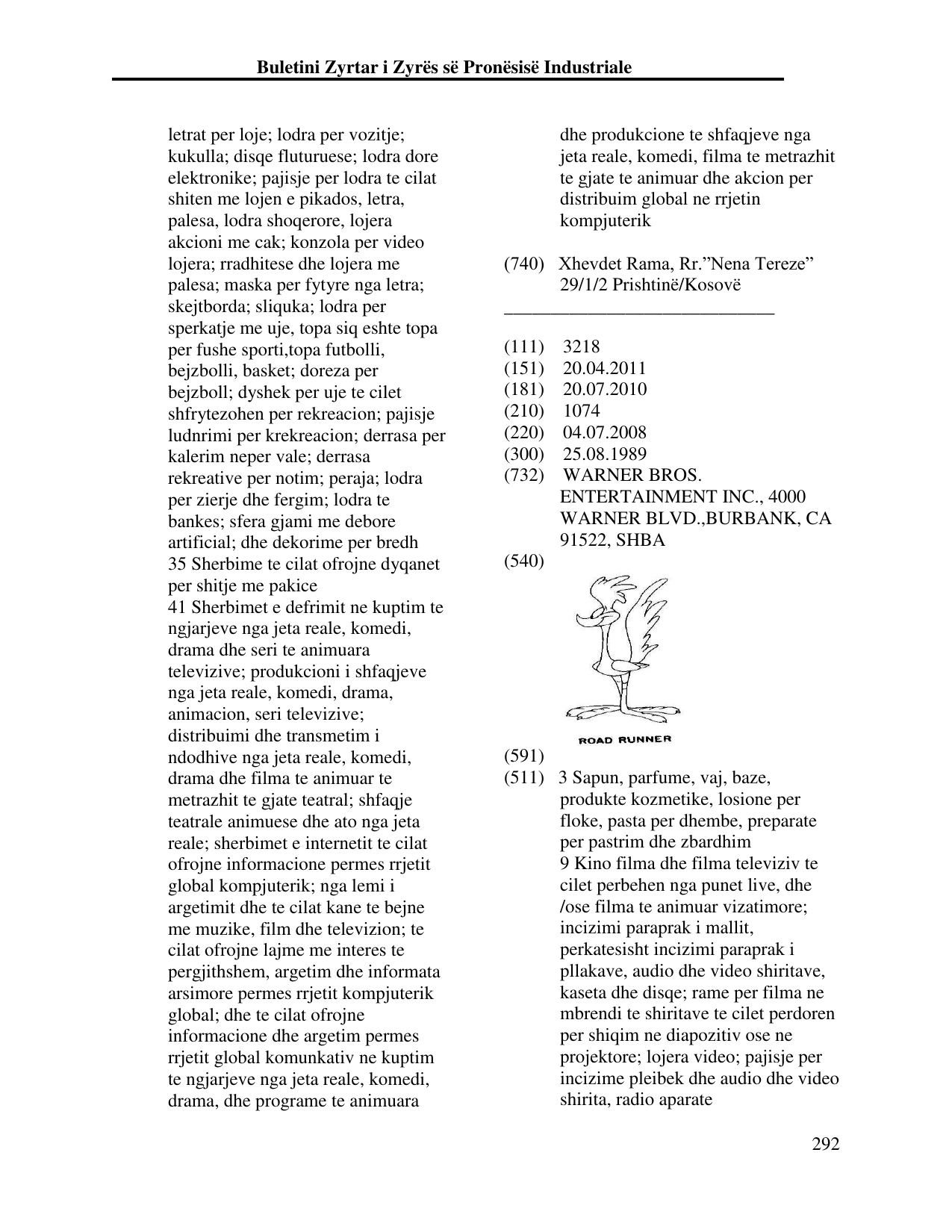 Faqja 292 e buletinit