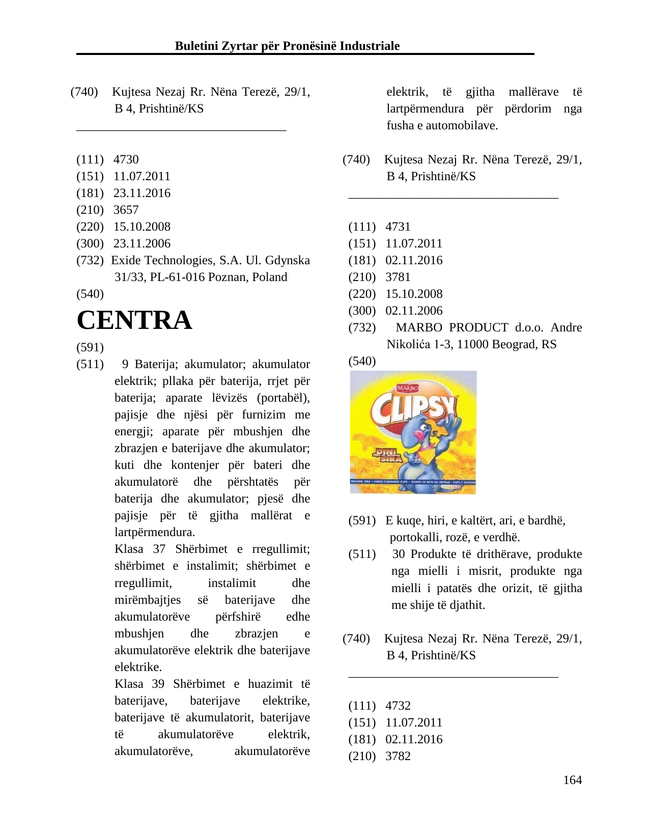 Faqja 164 e buletinit
